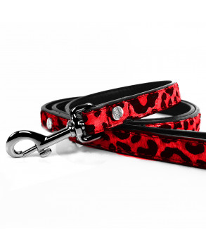 Red leopard leash for dogs - Milk&Pepper